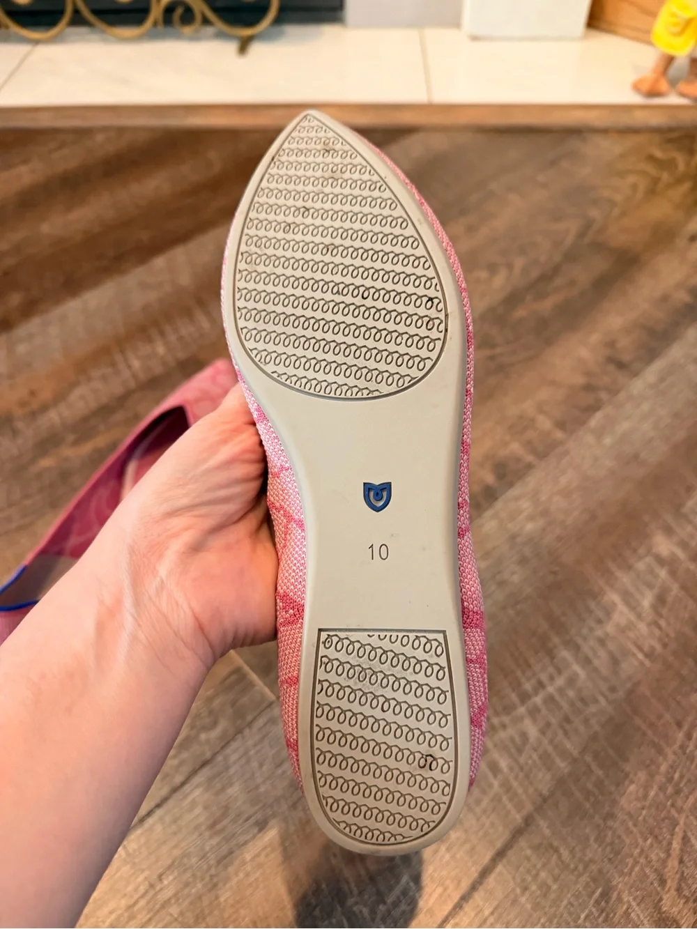 Rothy’s The Point Flats Women’s Size 10 Pink Patterned Knit Washable Pointed Toe - Picture 9 of 9